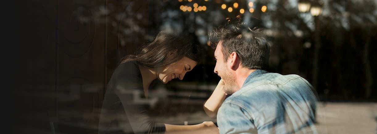 Couple Smiling on a Coffee shop